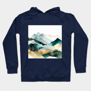 Metallic Misty Mountains Watercolor Hoodie